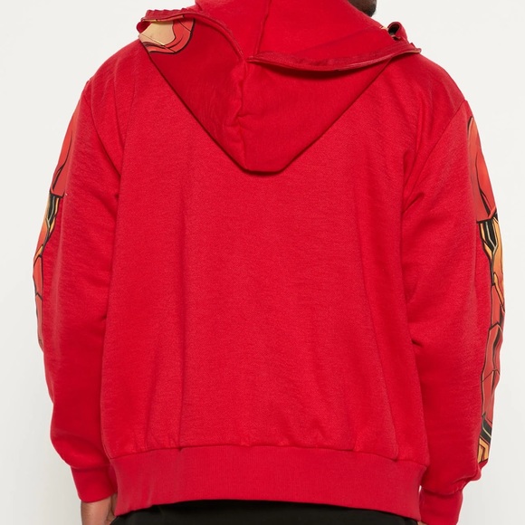 Mens Marvel Iron Man Full Zip Full Mask Costume Hoodie - Size L - Picture 6 of 8